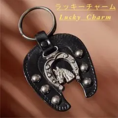 幸運のお守り 馬蹄 キーホルダー 黒