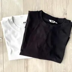 中古 エアリズム コットンオーバーサイズTシャツ 2枚セット ブラック　ホワイト