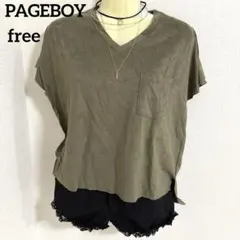 【PAGEBOY】カーキ　Vネック 半袖Tシャツ　free size ゆったり