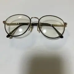 オーバル型メタルフレーム軽度近眼度付き眼鏡 ゴールド/ブラック