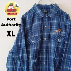 USA古着 portAuthorty ネルシャツ　XL ブルーネイビー　オンブレ