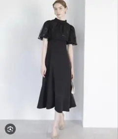 【アンドクチュール】ラメフラワーチュールレイヤードドレス