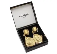 S2317 美品 シャネル ココマーク ひし形 スイング イヤリング