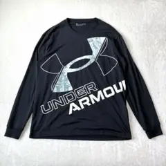 상태좋음 アンダーアーマー カットソー 黒 XL カットソー ビッグロゴ 긴팔