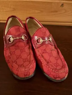 GUCCI ホースビット GGキャンバス ローファー レッド 赤 レディース 