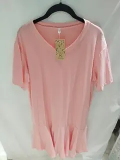 【新品】タグ付き　インポート　ロングワンピース　ピンク　大きいサイズ　L XL