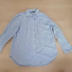 ZARA ストライプシャツ 長袖 ブルー系 Sのサムネイル