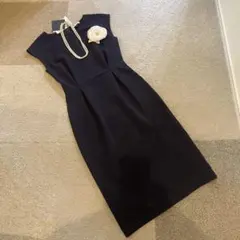 ネイビー　ワンピース　4WAY ストレッチ　 フォーマル