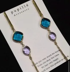 《№032》ゴールドバー×クリスタルピアス