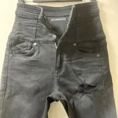美品❣️エモダ❣️ハイウェスト❣️超ストレッチ❣️ダメージ❣️ブラック❣️