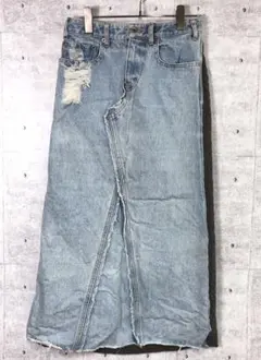 Mansart レトロ ネオ森ガール ニット切替 デニム ロングスカート