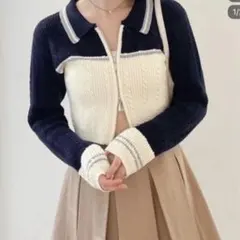 Heatherヘザー WZIPケーブルニットカーディガン