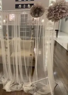 チュール 大判 クリーム色　オーガンジー　装飾用　誕生日　結婚式　撮影用　背景布