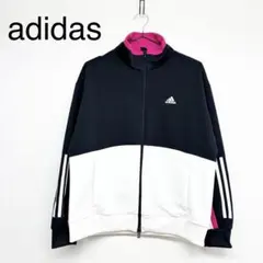 美品 アディダス トラックジャケット アウター ネイビー ホワイト ピンク