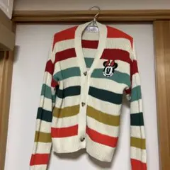 ミニーマウス刺繍ストライプカーディガン