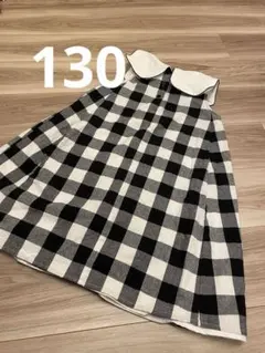 美品♡ プティマイン　衿つきブロックチェックワンピ 130