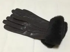 237新品JILLSTUART羊革ファー付き手袋ブラウン