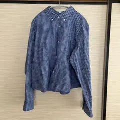 GU チェック柄 長袖シャツ ブルー XL