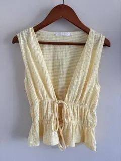 【未使用】　ZARA ザラ　春夏　トップス　ノースリーブ　イエロー　Sサイズ