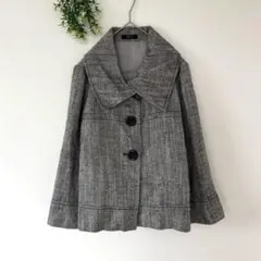 コムサイズム［L］美品◎シルク×ウールブレンド◎ラメ入り◎ビッグカラージャケット