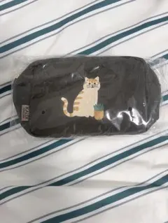 【未使用品】カルディ　コーデュロイ猫ポーチ