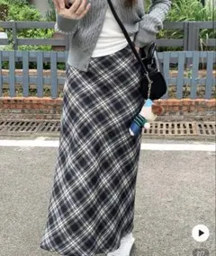 SHEIN チェックロングスカート