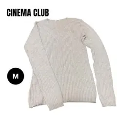 CINEMA CLUB リブ編み長袖ニット Vネックニット M