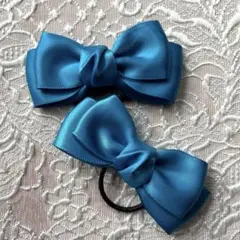 メチルブルー リボンヘアゴム 2個セット