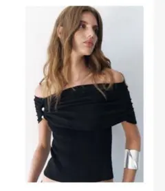 ZARAオフショルダーメタルワッシャーニットトップス