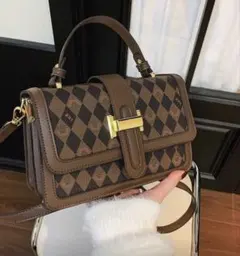 残り1点⚠️ZARAジャンル 海外ブランド 総柄 茶色 お洒落ショルダーバッグ