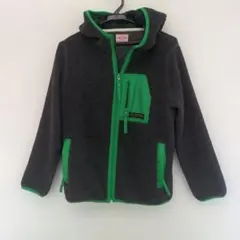 CUBE SUGAR フード付きフリースジャケット ダークグレー/グリーン