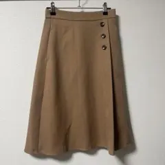 VIS Aラインスカート ベージュ ミモレ丈 きれいめ 通勤 オフィス S