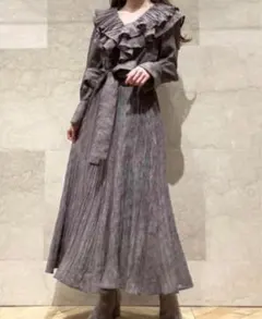 snidel ボリュームフリルジャガードドレス