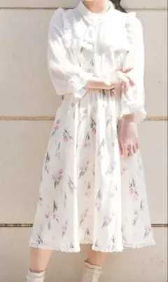 ☆新品☆　axes femme　チューリップ柄リボンタイワンピース K0505