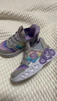 SKECHERS DYNAMIGHT スニーカー グレー/パープル　13cm