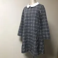 イング☆INGNI グレー系チェック長袖ミニワンピース Mサイズ
