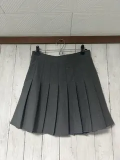 グレー プリーツスカート ミニ丈 サイドファスナー