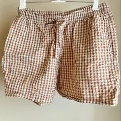 ユニクロ　ギンガムチェックイージーショートパンツ　ブラウン　Mのサムネイル