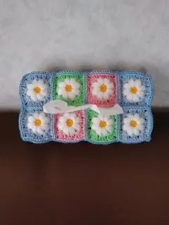 グラニースクエア♥ぷっくりお花のティッシュカバー♥かぎ針編み