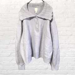 12176 Ｈ&M セーラー襟 長袖ニット セーター XL 大きいサイズ紫 古着