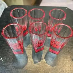 切子 ショットグラス 赤 アンティーク 7客セット - メルカリ