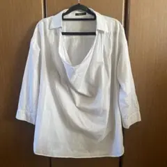 COMME CA ISM ドレープストライプシャツ L