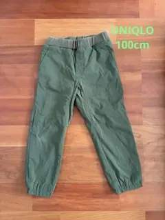 ユニクロ　キッズ　カーキグリーン　ロングパンツ 100cm 裏フリース　裏起毛