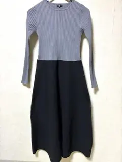 PLST ワンピース グレー×ブラック M