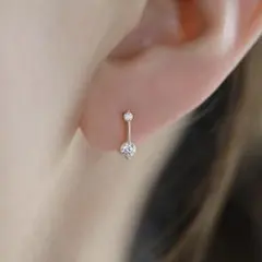 2粒フープピアス(ゴールド)S925 綺麗め シンプル 小さめ No68