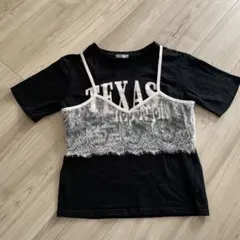 しまむら　FLC ロゴTシャツ レースキャミソール セットのサムネイル