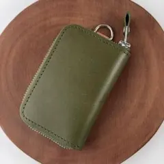 栃木レザー キーケース 車 ラウンドジップ スマートキー カード収納付き 本革