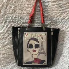 BARBARA RIHL バーバラリール　イラスト　トートバッグ　スタッズ　本革