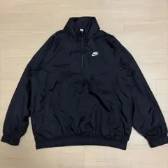 ほぼ未使用 ナイキ ハーフジップ ナイロンジャケット ブラック ワンポイント