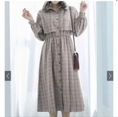 チェック柄シャツワンピース（長袖）